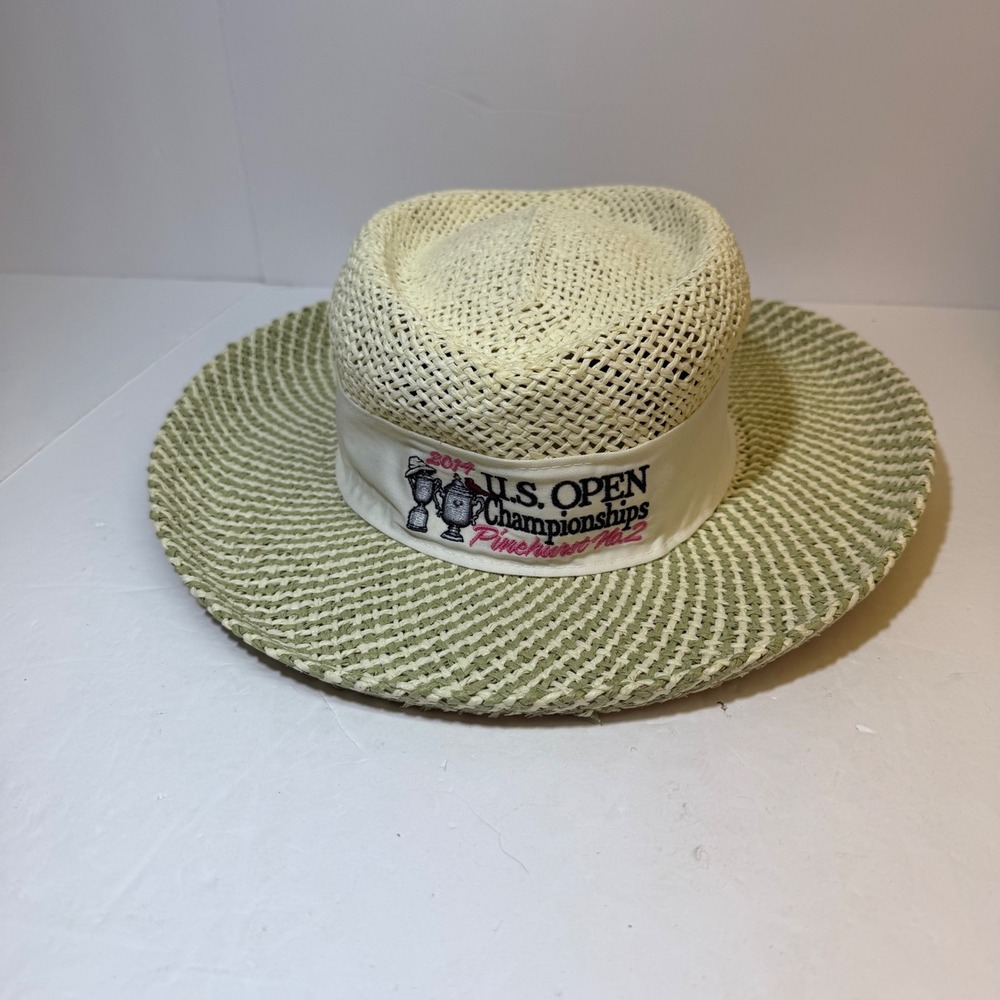 Kate Lord 2014 US Open Pinehurst No 2 Straw Sun Hat Green Cream Golf Hat SM